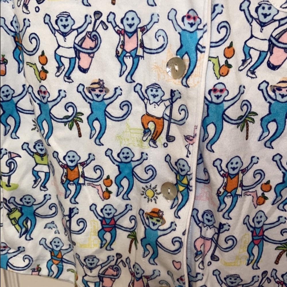 NEW ROLLER RABBIT PALM BEACH MONKEY POLO PAJAMAS TOP SZ M FLORIDA Preppy COTTON - Picture 10 of 14